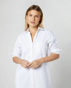 Boyfriend Dress In White Poplin 12 Boyfriend Dress In White Poplin -HERNO || ULLA JOHNSON || A.P.C. Shop S70455 062