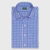Otto Handmade Sport Shirt In Pink/Steel Blue Gingham Poplin