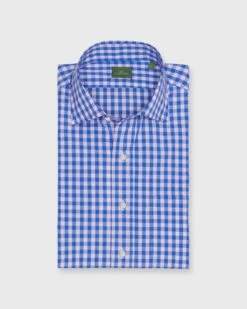 Otto Handmade Sport Shirt In Pink/Steel Blue Gingham Poplin