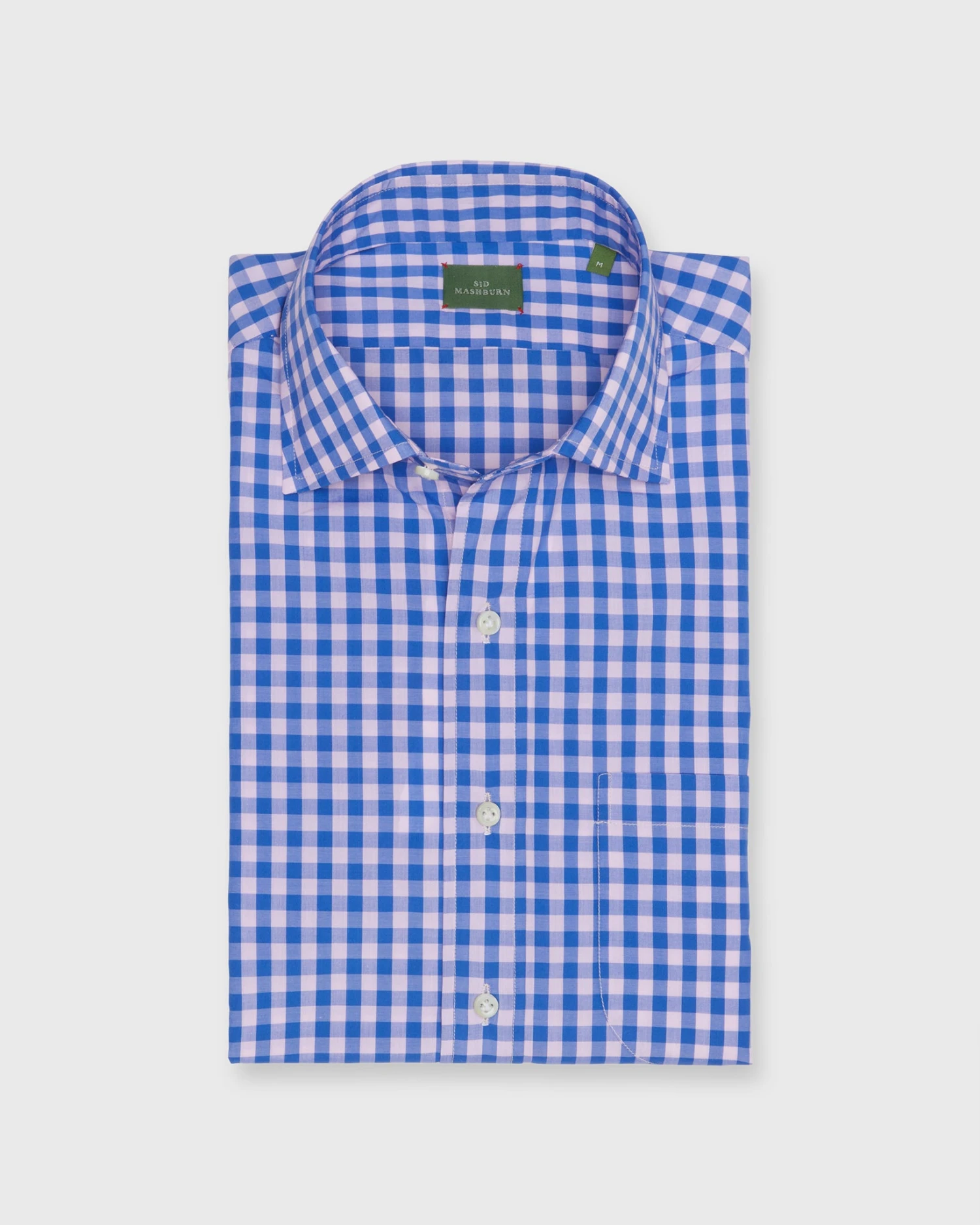 Otto Handmade Sport Shirt In Pink/Steel Blue Gingham Poplin 1 Otto Handmade Sport Shirt In Pink/Steel Blue Gingham Poplin