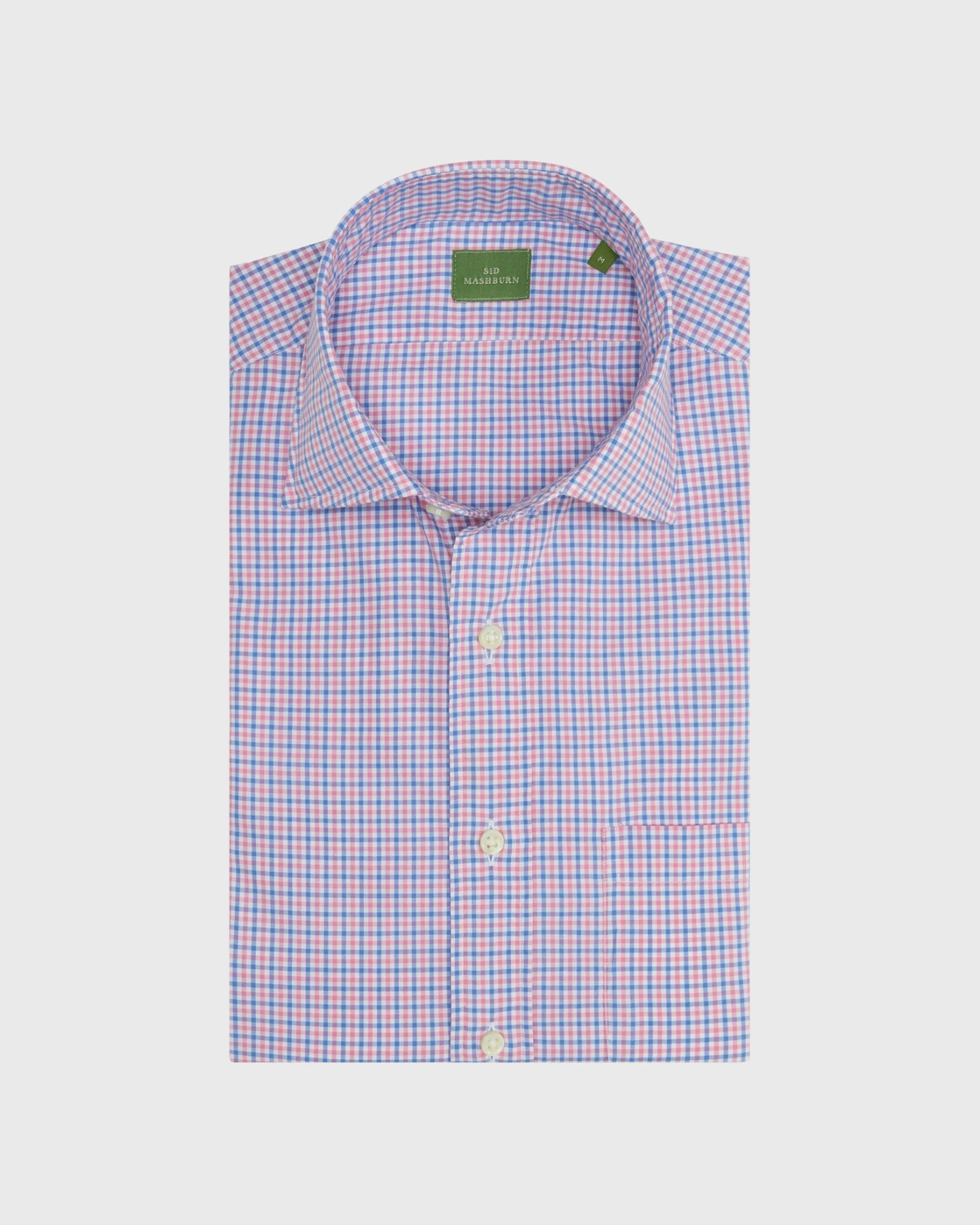 Spread Collar Sport Shirt In Pink/Dutch Blue Tattersall Poplin 1 Spread Collar Sport Shirt In Pink/Dutch Blue Tattersall Poplin