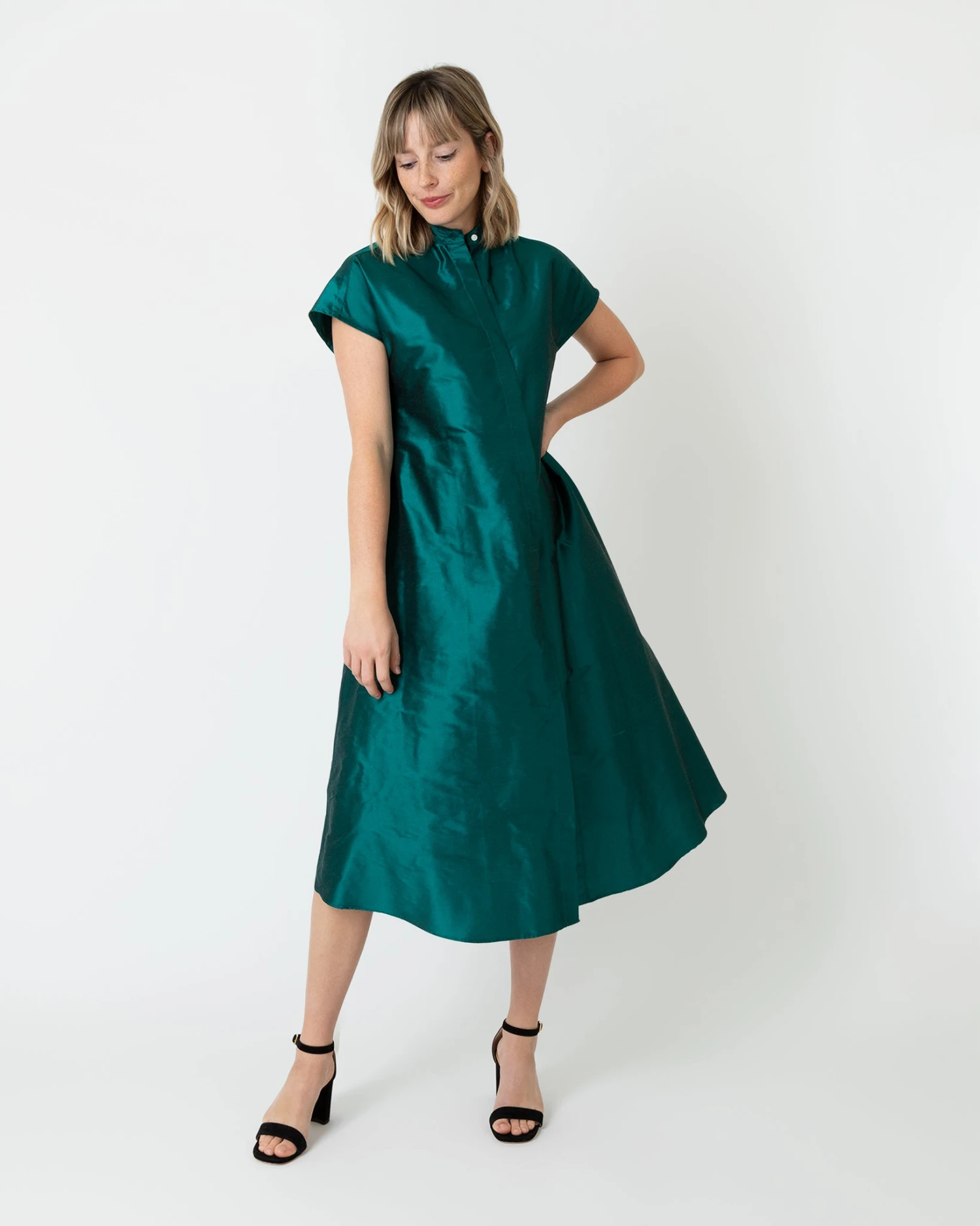 Gianna Dress In Peacock Silk Shantung 7 Gianna Dress In Peacock Silk Shantung - Image 7