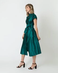 Gianna Dress In Peacock Silk Shantung 9 Gianna Dress In Peacock Silk Shantung -HERNO || ULLA JOHNSON || A.P.C. Shop S70925 3