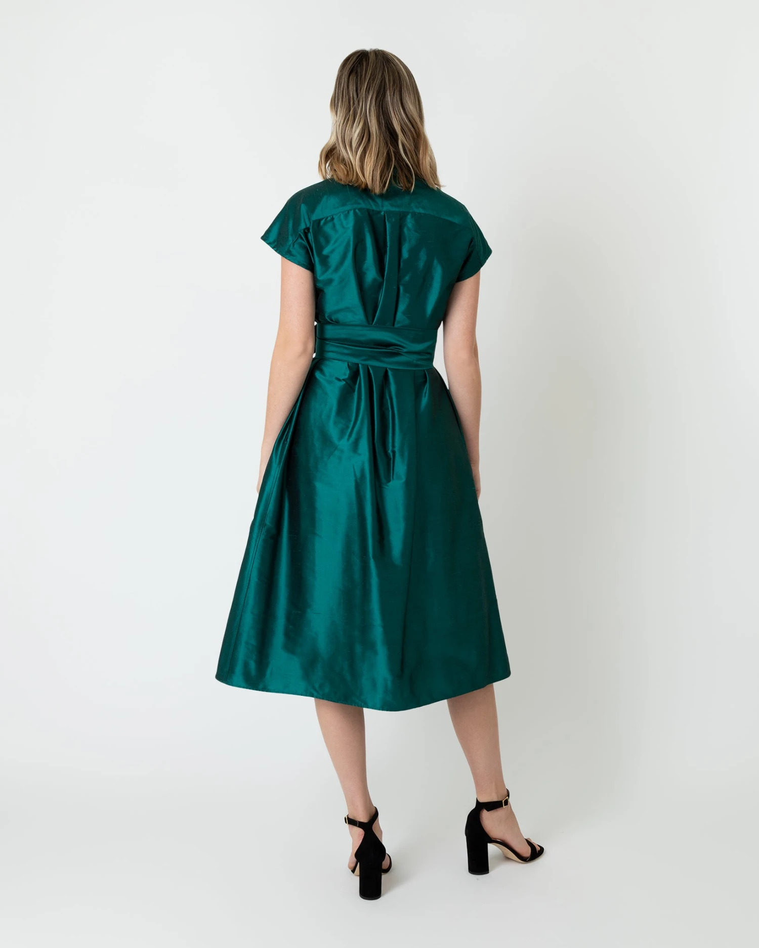 Gianna Dress In Peacock Silk Shantung 4 Gianna Dress In Peacock Silk Shantung - Image 4