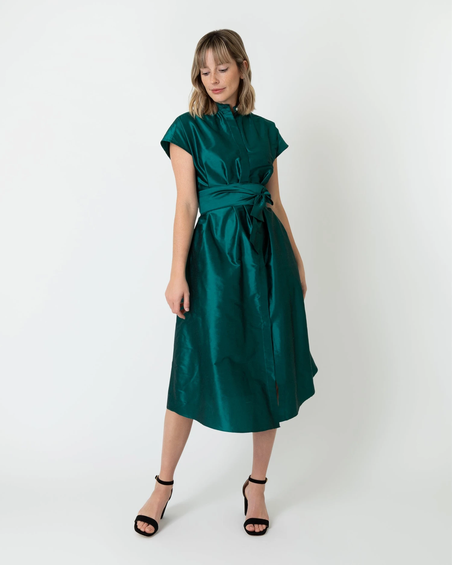 Gianna Dress In Peacock Silk Shantung 5 Gianna Dress In Peacock Silk Shantung - Image 5