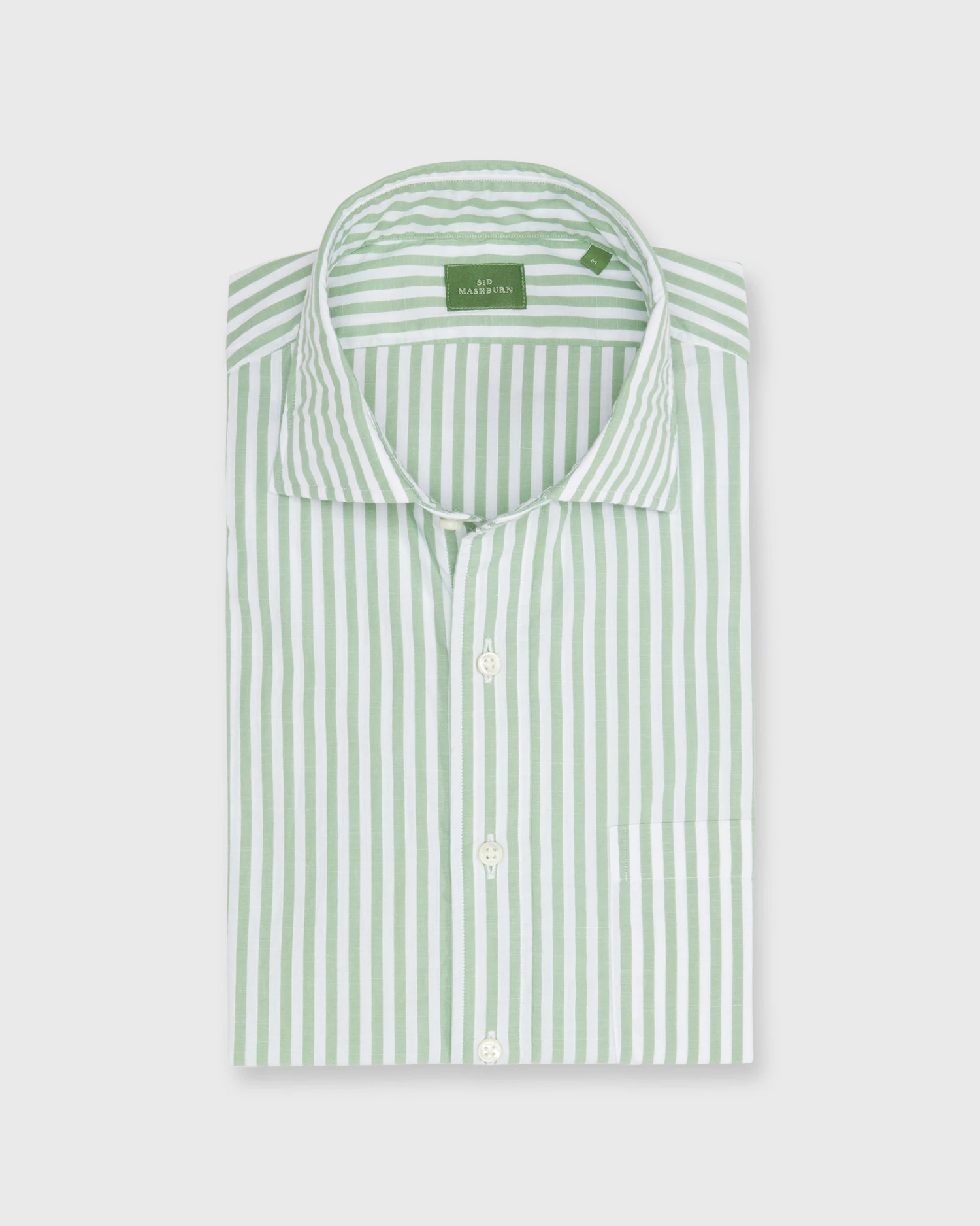Spread Collar Sport Shirt In Clover Stripe Chambray 1 Spread Collar Sport Shirt In Clover Stripe Chambray