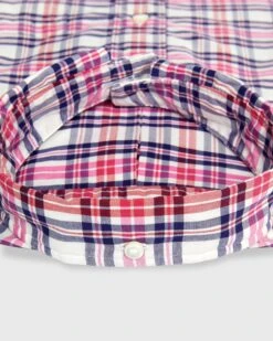 Button-Down Sport Shirt In Berry/Red/Navy Plaid Poplin -HERNO || ULLA JOHNSON || A.P.C. Shop S70966 298