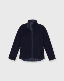 Reversible Zip-Up Jacket In Navy Wool Fleece/Nylon