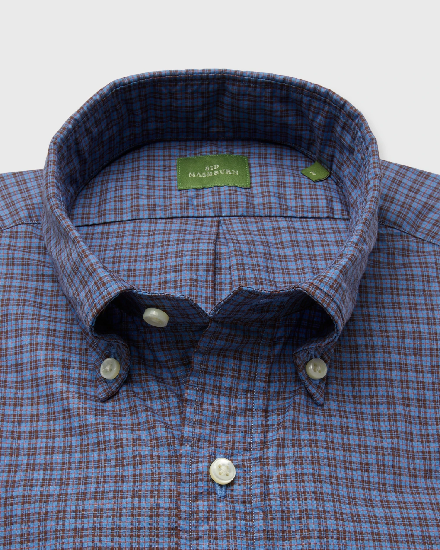 Button-Down Sport Shirt In Blue/Brown/Orange Check Poplin 2 Button-Down Sport Shirt In Blue/Brown/Orange Check Poplin - Image 2