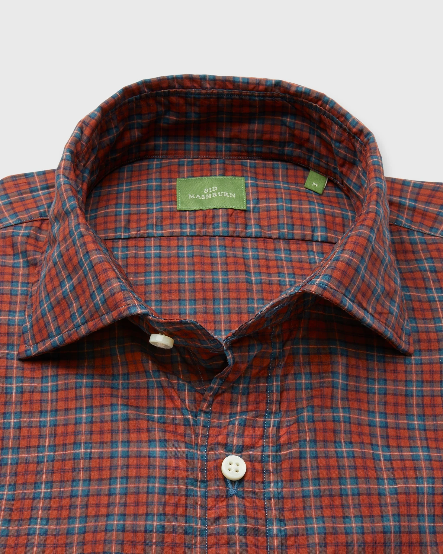 Spread Collar Sport Shirt In Sunset/Wintergreen Check Poplin 2 Spread Collar Sport Shirt In Sunset/Wintergreen Check Poplin - Image 2