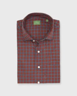 Spread Collar Sport Shirt In Sunset/Wintergreen Check Poplin