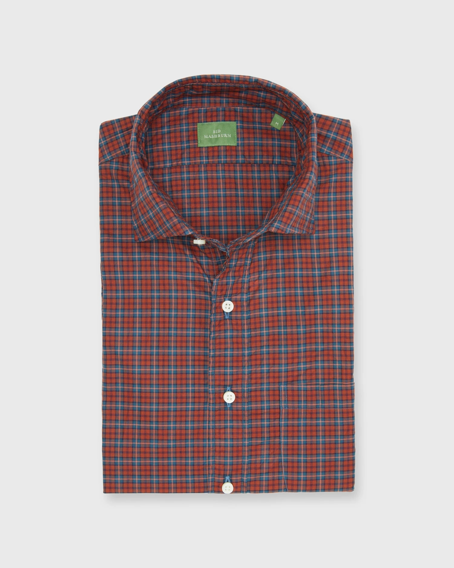 Spread Collar Sport Shirt In Sunset/Wintergreen Check Poplin 1 Spread Collar Sport Shirt In Sunset/Wintergreen Check Poplin