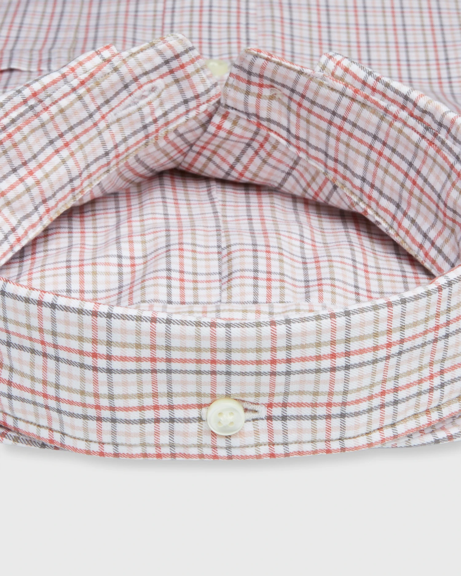 Button-Down Sport Shirt In Bone/Coral/Olive Tattersall Twill 3 Button-Down Sport Shirt In Bone/Coral/Olive Tattersall Twill - Image 3