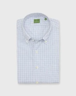 Button-Down Sport Shirt In Lavender/Navy/Forest Tattersall Poplin