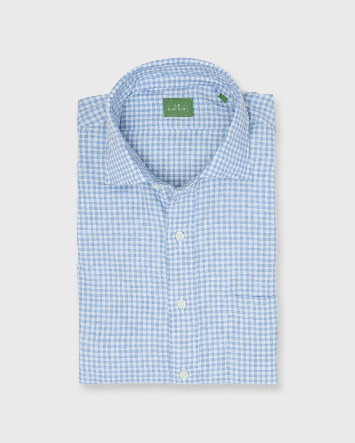 Spread Collar Sport Shirt In Sky Gingham Brushed Twill 1 Spread Collar Sport Shirt In Sky Gingham Brushed Twill