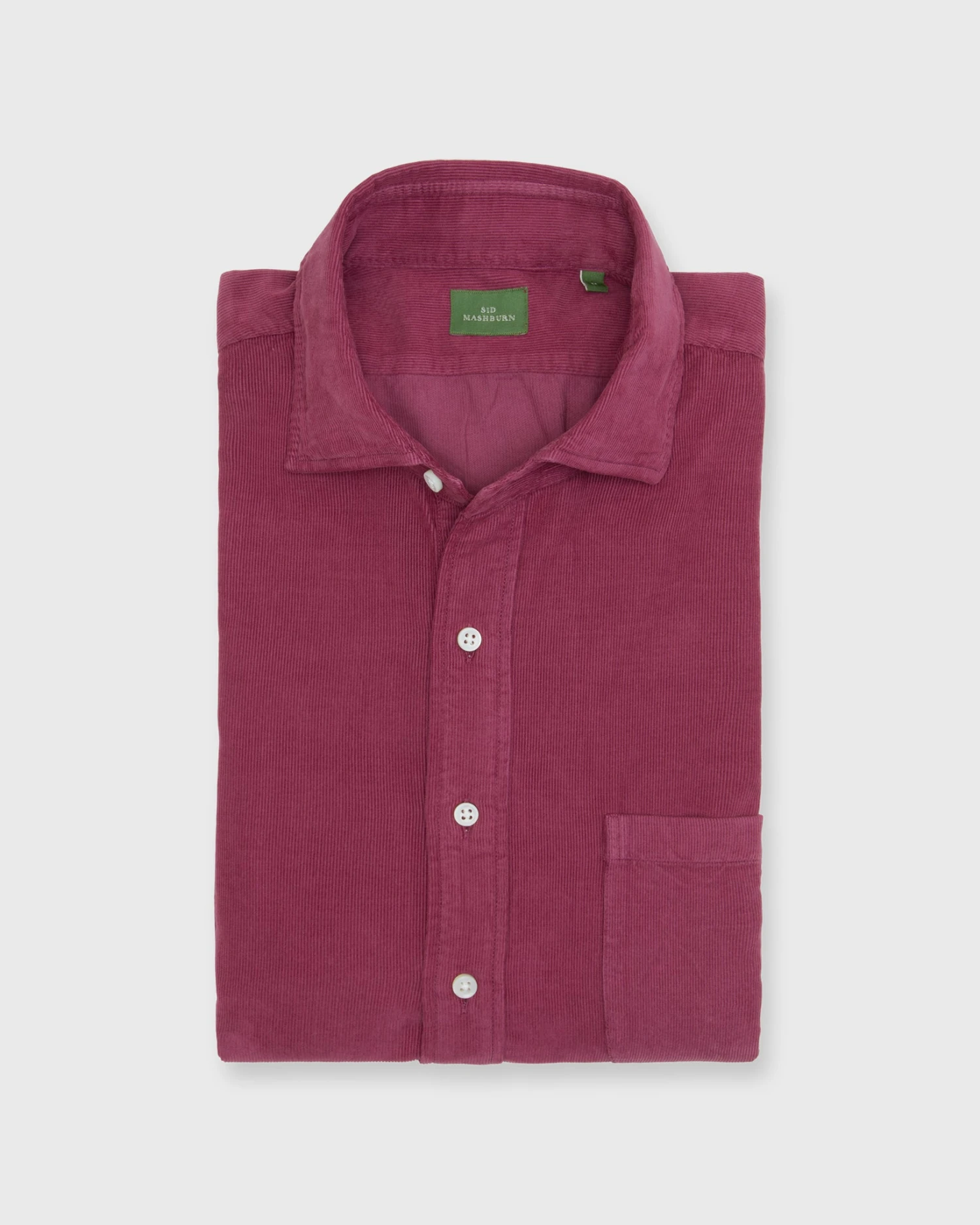 Spread Collar Sport Shirt In Mulberry Corduroy 1 Spread Collar Sport Shirt In Mulberry Corduroy
