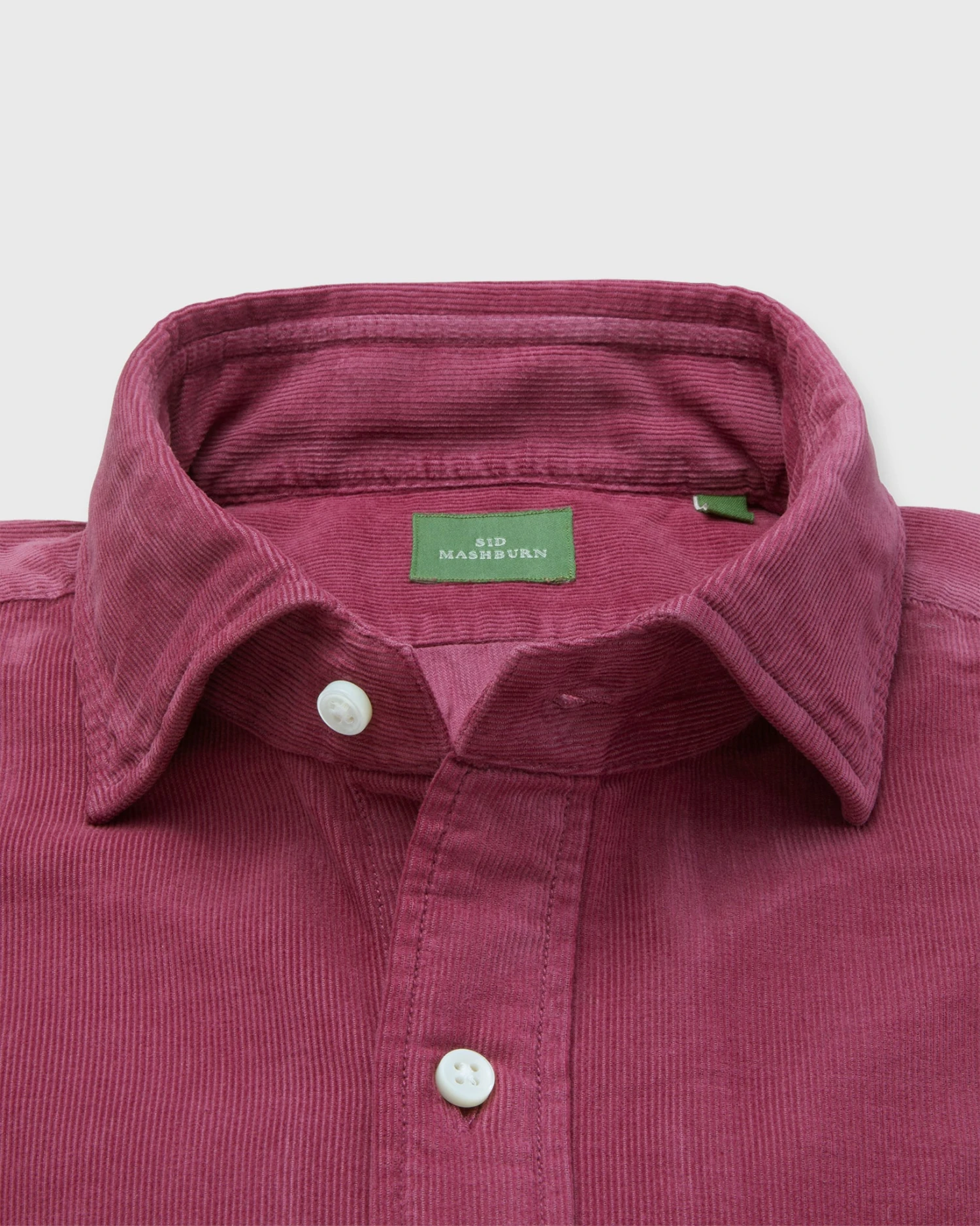 Spread Collar Sport Shirt In Mulberry Corduroy 2 Spread Collar Sport Shirt In Mulberry Corduroy - Image 2