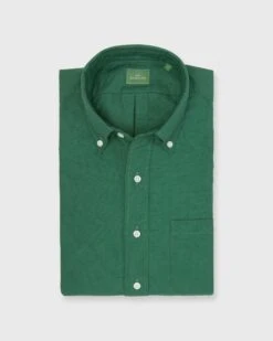 Button-Down Sport Shirt In Green Oxford