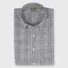 Button-Down Sport Shirt In Olive/Navy/Brown Plaid Poplin