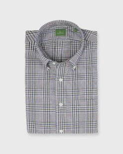 Button-Down Sport Shirt In Olive/Navy/Brown Plaid Poplin