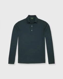 Long-Sleeved Rally Polo Sweater In Sea Moss Cotton/Cashmere