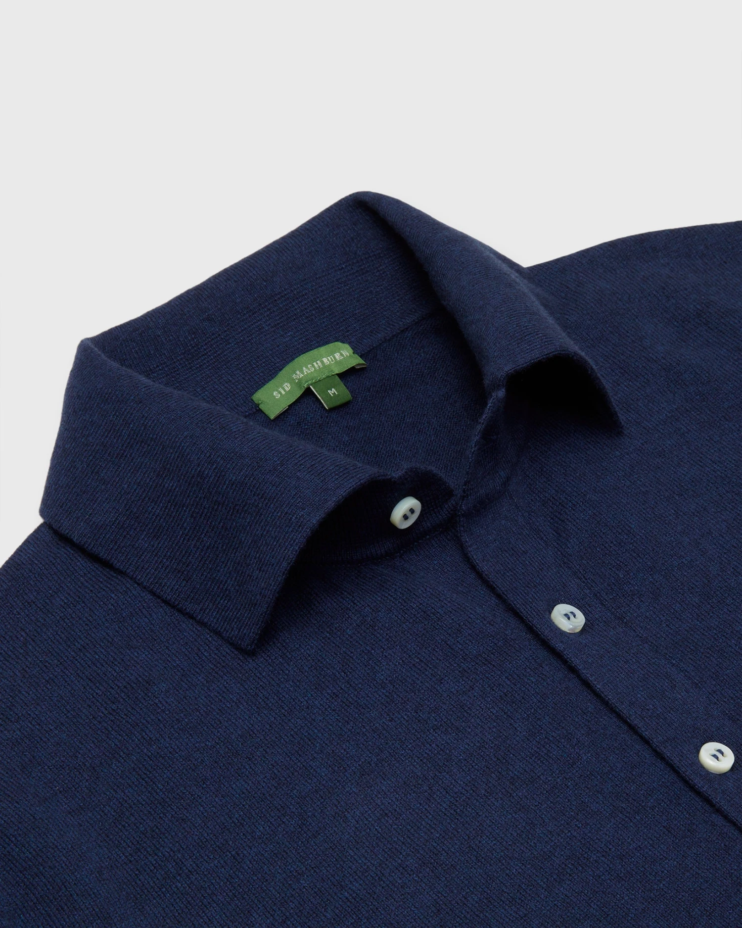 Long-Sleeved Rally Polo Sweater In Heather Denim Cotton/Cashmere 2 Long-Sleeved Rally Polo Sweater In Heather Denim Cotton/Cashmere - Image 2