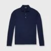 Long-Sleeved Rally Polo Sweater In Heather Denim Cotton/Cashmere