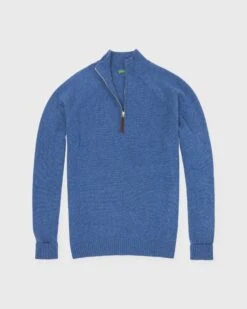 Half-Zip Sweater In Heather Baltic Cashmere