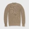 Thermal-Stitch Crewneck Sweater In Heather Taupe Cashmere
