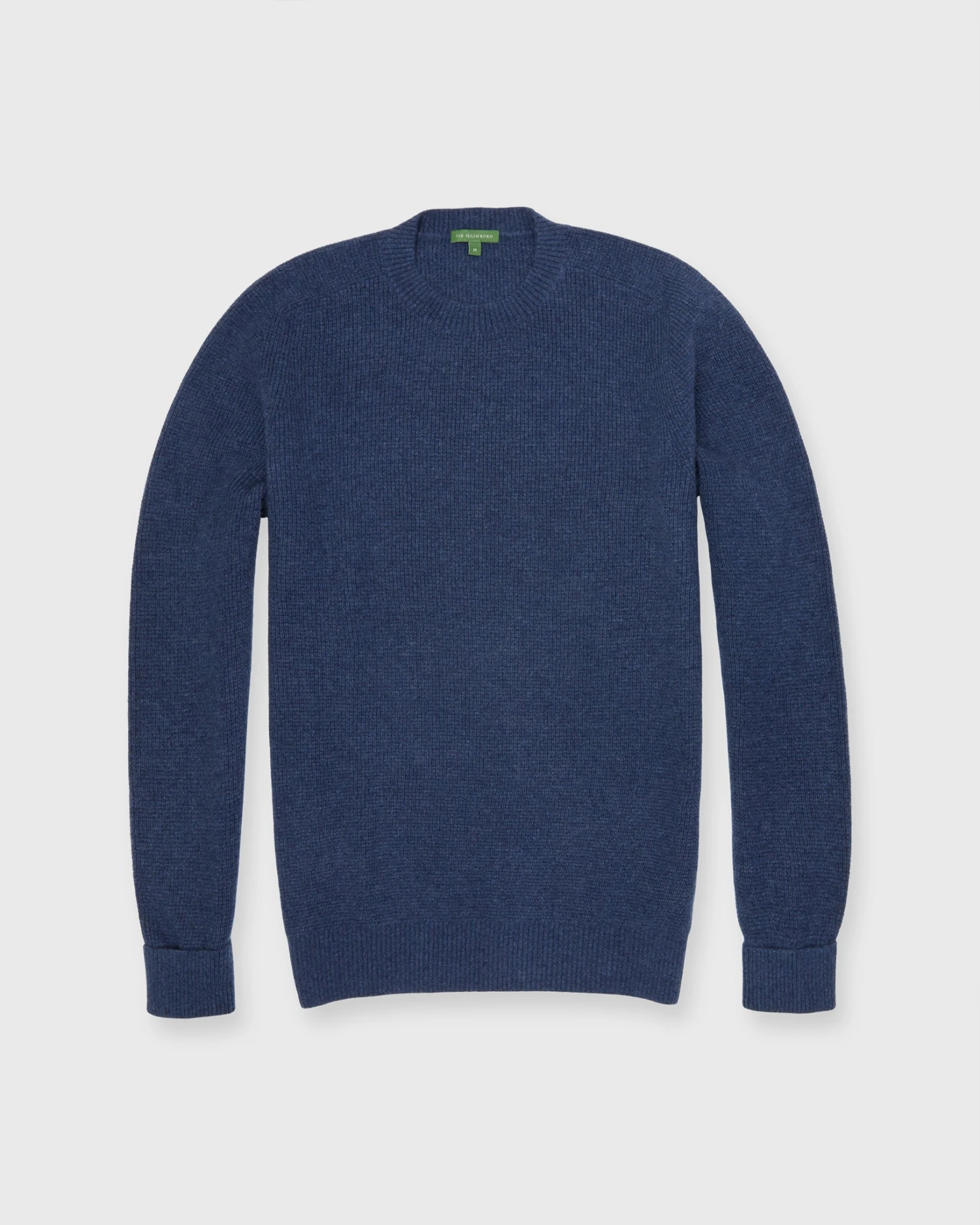 Thermal-Stitch Crewneck Sweater In Heather Denim Cashmere 1 Thermal-Stitch Crewneck Sweater In Heather Denim Cashmere