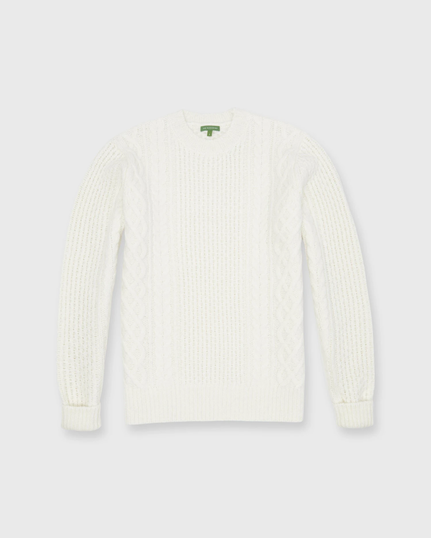 Aran Sweater In Ivory Wool/Baby Alpaca Blend 1 Aran Sweater In Ivory Wool/Baby Alpaca Blend