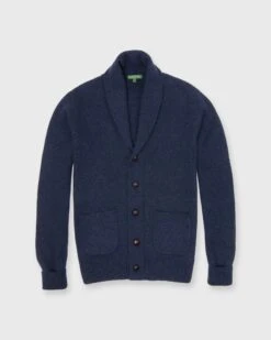 Shawl-Collar Cardigan In Indigo Lambswool Blend