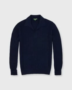 Baja Sweater In Navy Wool/Cotton Blend