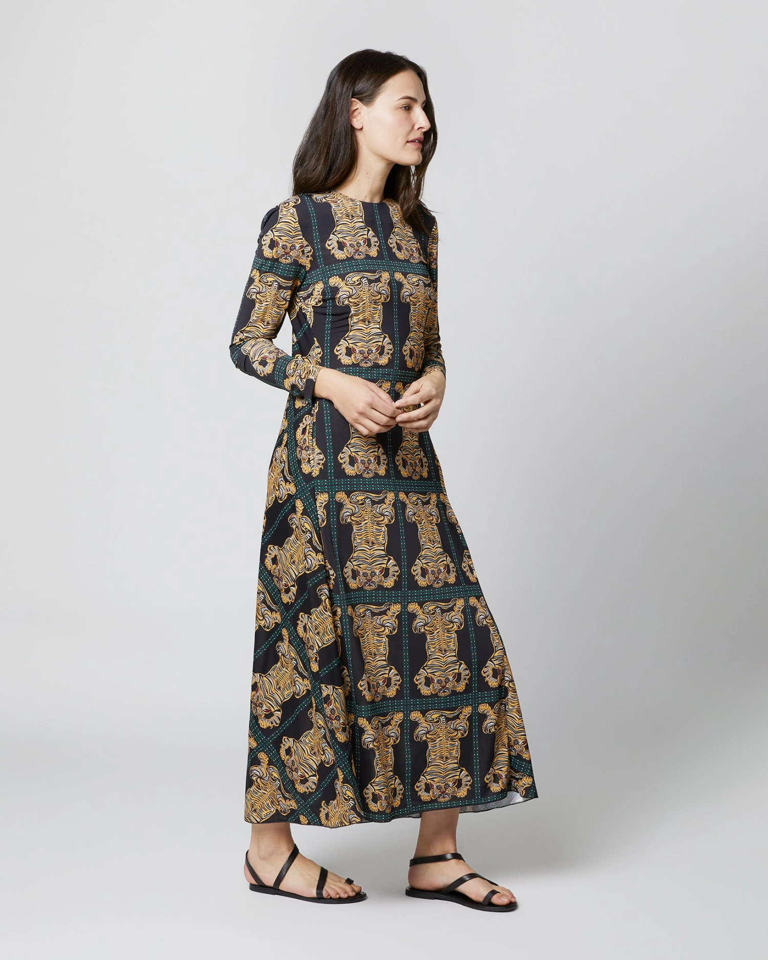 Drifter Dress In Tiger Tiles Black Jersey 4 Drifter Dress In Tiger Tiles Black Jersey - Image 4