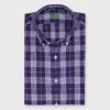 Button-Down Sport Shirt In Merlot/Lavender/Ochre Plaid Poplin