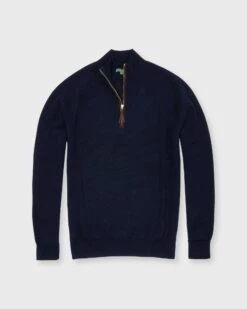Half-Zip Milano-Stitch Sweater In Navy Extra Fine Merino