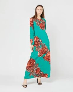 Long Sleeve Swing Dress In Anemone Ghirlanda Sablé