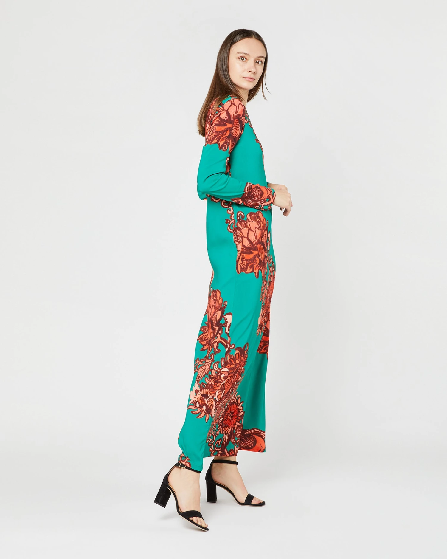 Long Sleeve Swing Dress In Anemone Ghirlanda Sablé 4 Long Sleeve Swing Dress In Anemone Ghirlanda Sablé - Image 4