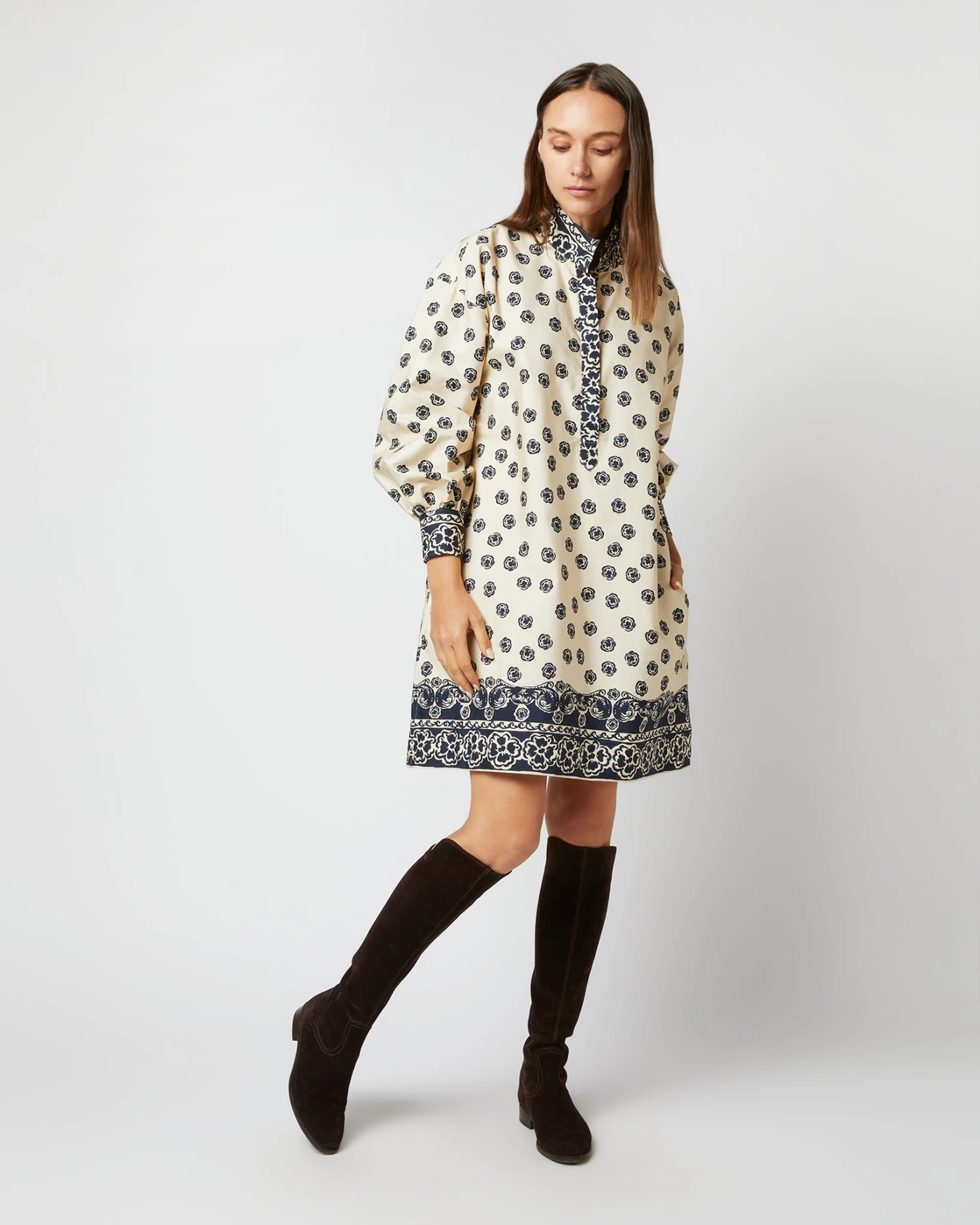 Anaya Popover Dress In Navy Bandana Print Poplin 2 Anaya Popover Dress In Navy Bandana Print Poplin - Image 2