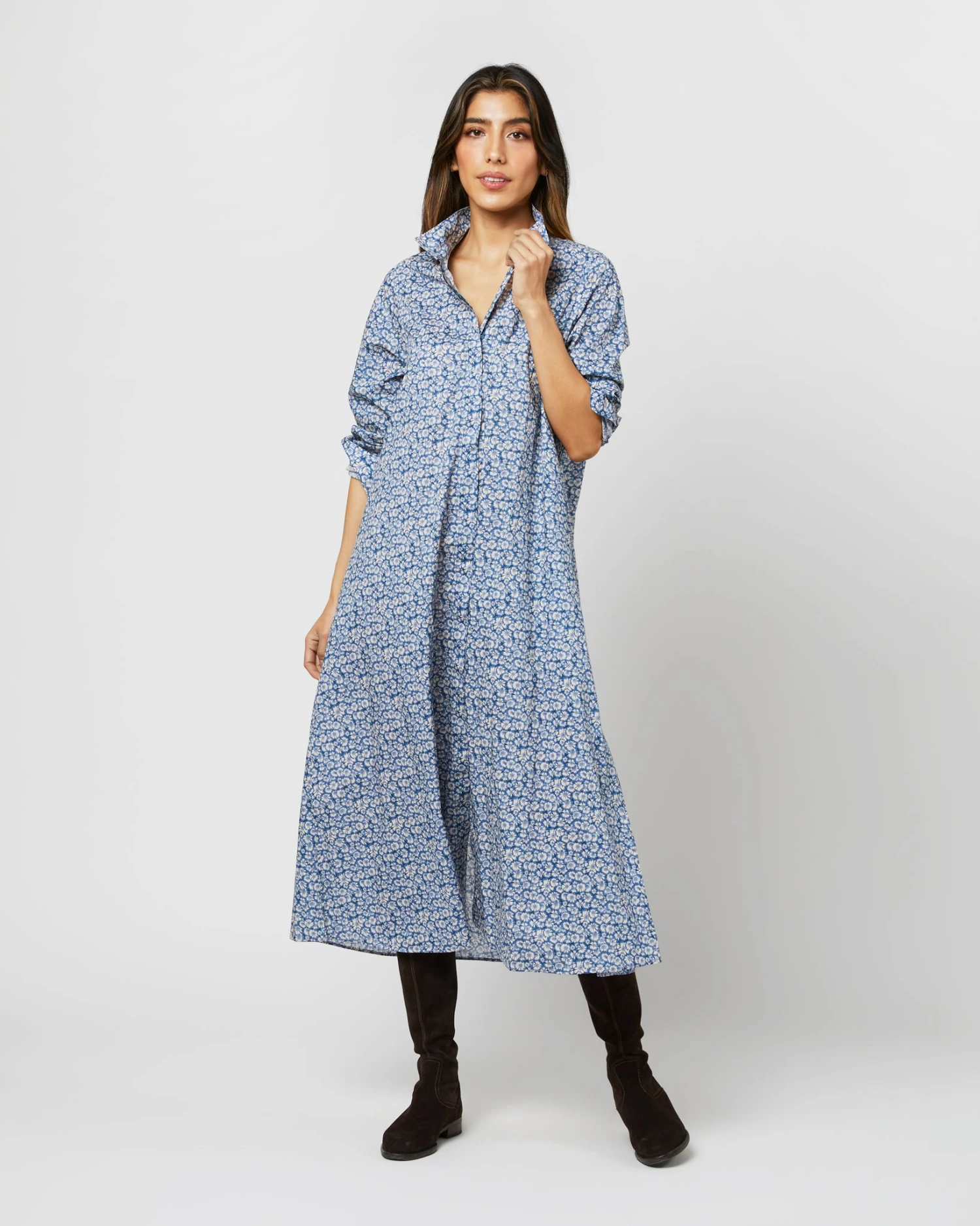 Annette Dress In Blue Helenium Liberty Fabric 7 Annette Dress In Blue Helenium Liberty Fabric - Image 7