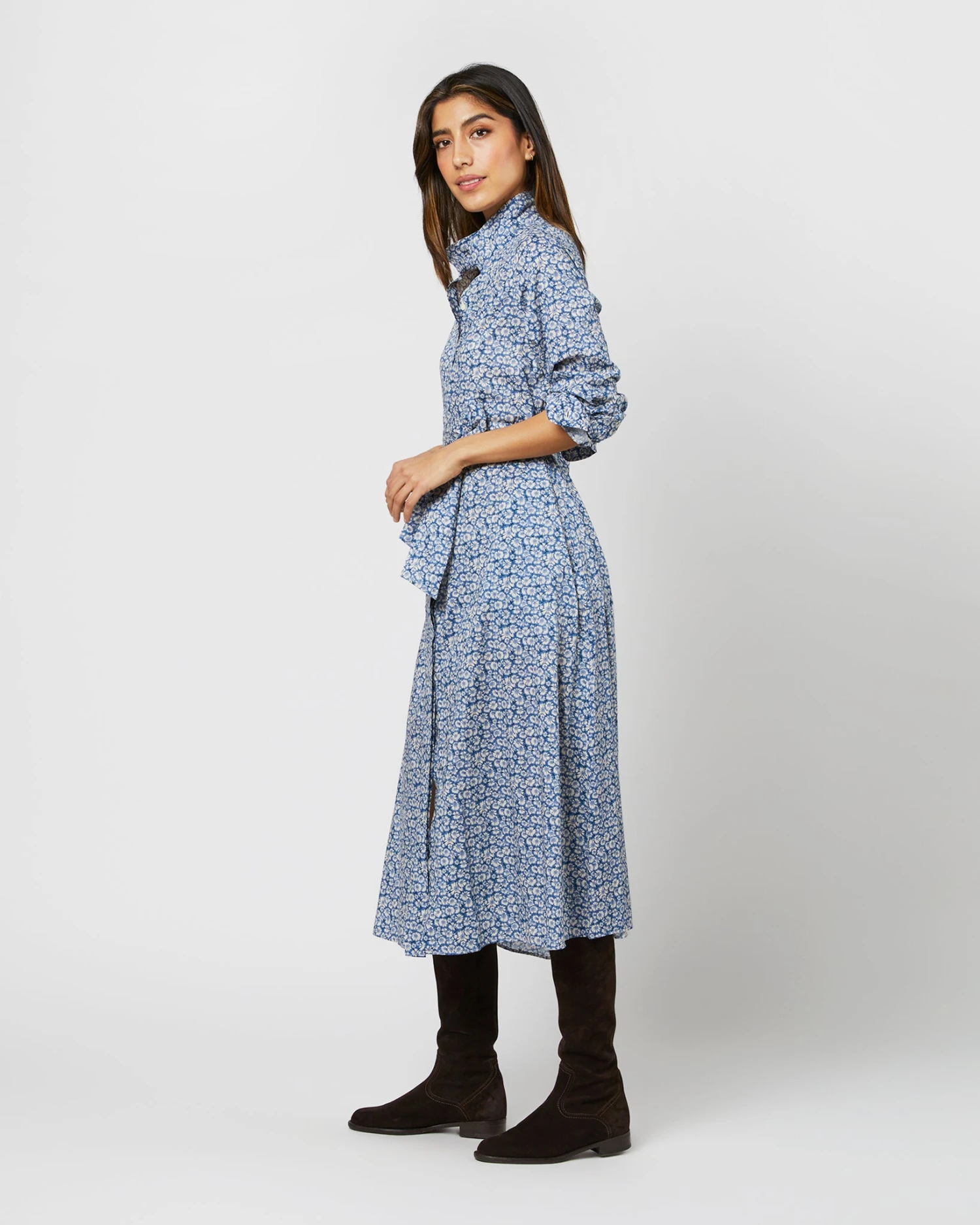 Annette Dress In Blue Helenium Liberty Fabric 3 Annette Dress In Blue Helenium Liberty Fabric - Image 3