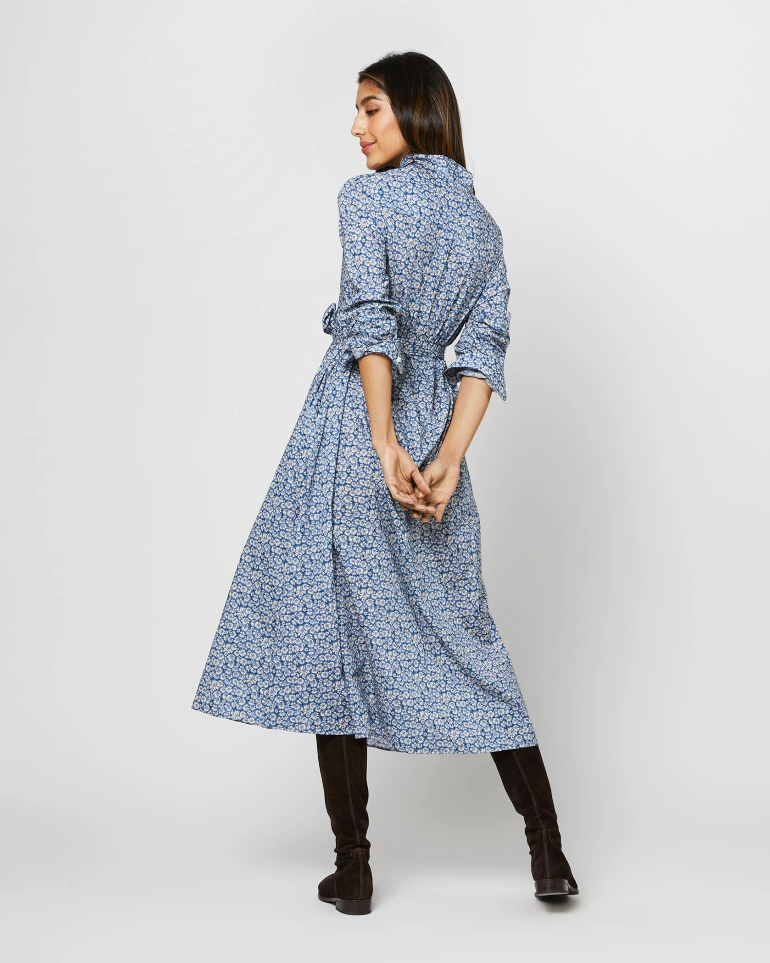 Annette Dress In Blue Helenium Liberty Fabric 6 Annette Dress In Blue Helenium Liberty Fabric - Image 6