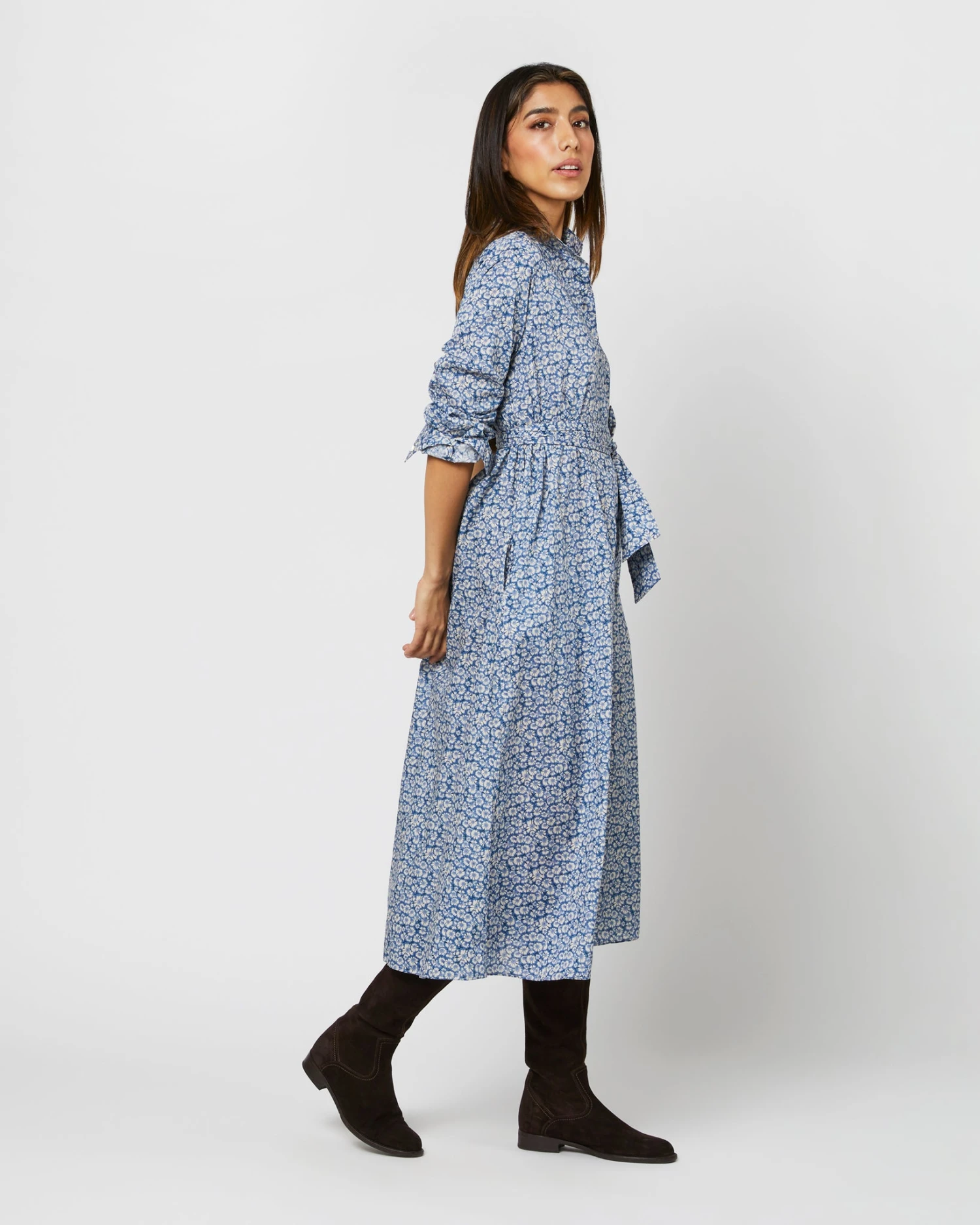 Annette Dress In Blue Helenium Liberty Fabric 4 Annette Dress In Blue Helenium Liberty Fabric - Image 4