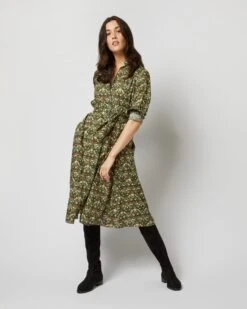 Long-Sleeved Gianna Dress In Hunter Multi Strawberry Thief Liberty Fabric