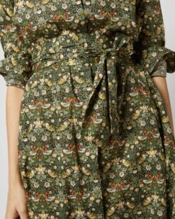 Long-Sleeved Gianna Dress In Hunter Multi Strawberry Thief Liberty Fabric -HERNO || ULLA JOHNSON || A.P.C. Shop S71392 474