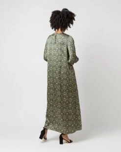 Long-Sleeved Paige Maxi Dress In Hunter/Gold Moon Flower Liberty Fabric Silk 11 Long-Sleeved Paige Maxi Dress In Hunter/Gold Moon Flower Liberty Fabric Silk -HERNO || ULLA JOHNSON || A.P.C. Shop S71396 1176
