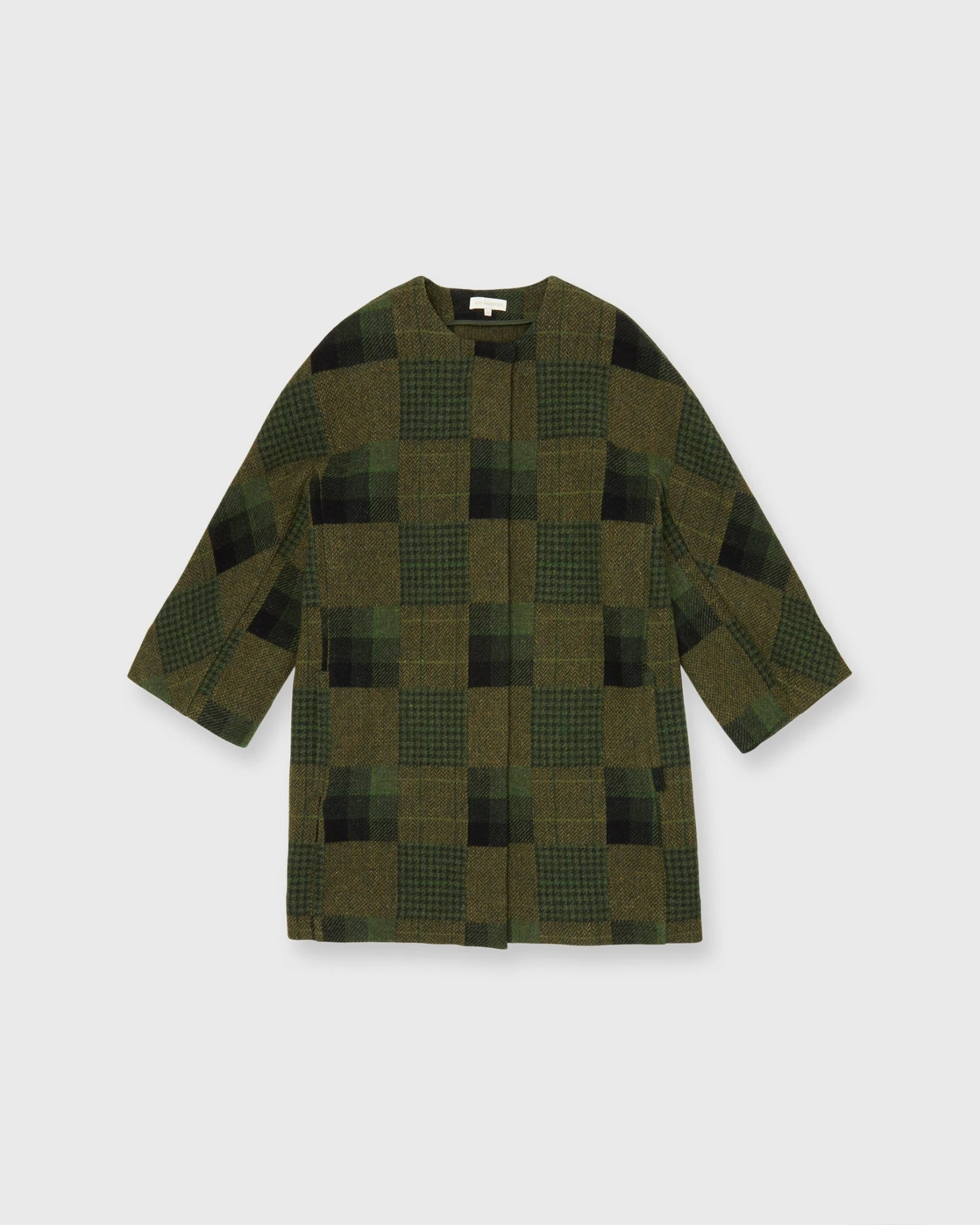 Eleanor Coat In Hunter Multi Patchwork Jacquard 1 Eleanor Coat In Hunter Multi Patchwork Jacquard