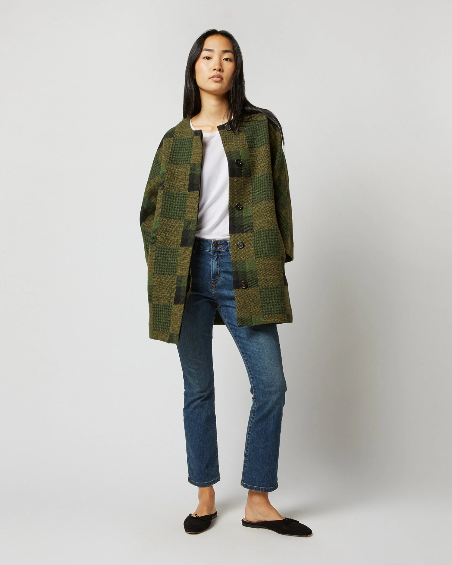 Eleanor Coat In Hunter Multi Patchwork Jacquard 2 Eleanor Coat In Hunter Multi Patchwork Jacquard - Image 2