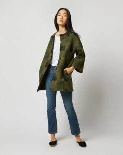 Eleanor Coat In Hunter Multi Patchwork Jacquard 14 Eleanor Coat In Hunter Multi Patchwork Jacquard -HERNO || ULLA JOHNSON || A.P.C. Shop S71399 3696