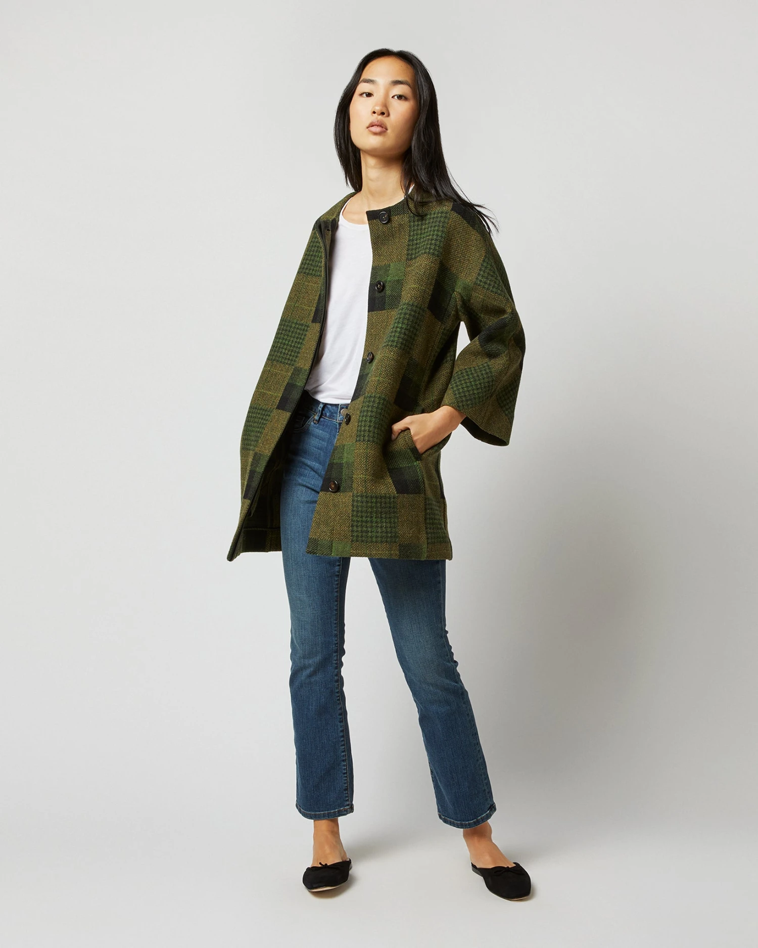 Eleanor Coat In Hunter Multi Patchwork Jacquard 4 Eleanor Coat In Hunter Multi Patchwork Jacquard - Image 4